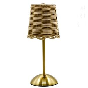 Home Decor Collection Cordless Indoor Rattan/Gold Colored Table Lamp